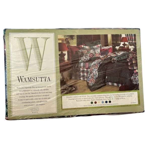 Vtg New Wamsutta Supercale Plus Tyler Garden-Hunter King Flat Sheet Dark Floral - Picture 2 of 6
